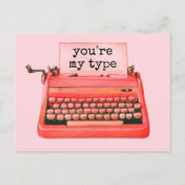 Je bent mijn type  rode typemachine nostalgisch briefkaart (Voorkant)