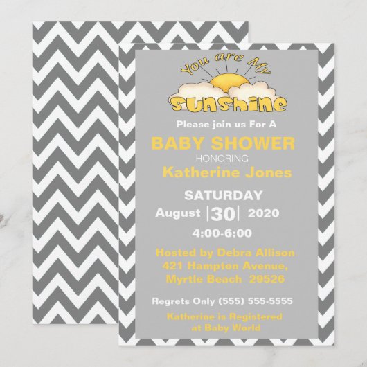 Je bent mijn uitnodiging voor zonneschijnse Baby s (Voorkant / Achterkant)