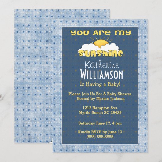 Je bent mijn uitnodiging voor zonneschijnse Baby s (Voorkant / Achterkant)