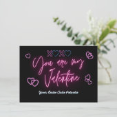 Je bent mijn valentijn, neon licht, feestdagenkaart (Staand voorkant)