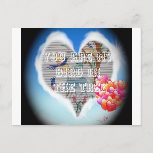 Je bent mijn vogel in de bomen.png briefkaart (Voorkant)