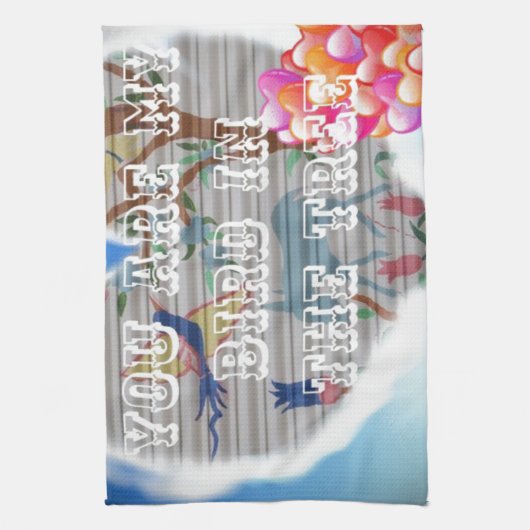 Je bent mijn vogel in de bomen.png theedoek (Verticaal)