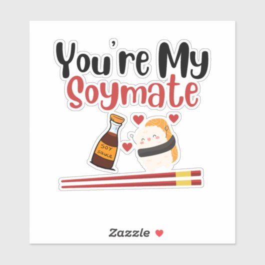 Je bent mijn vriend, soja en sushi koppels sticker (Vel)