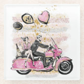 Je bent mijn wereld | Coupure motorfiets Glazen Onderzetter (Voorkant)