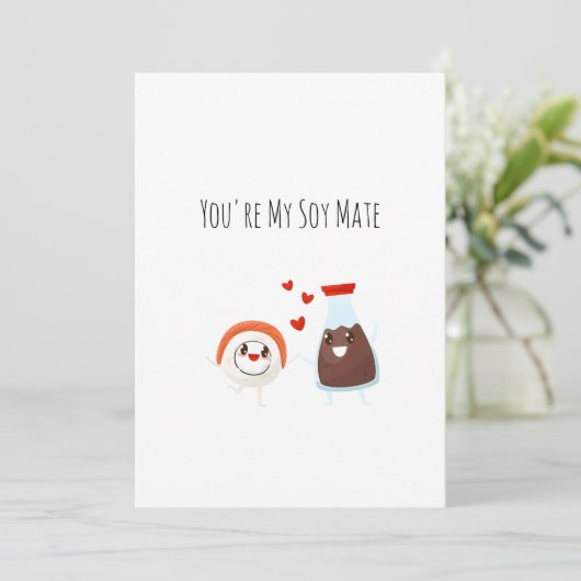 Je bent mijn zielsverwant - Sushi Funny Food Pun-k Bedankkaart (Staand voorkant)