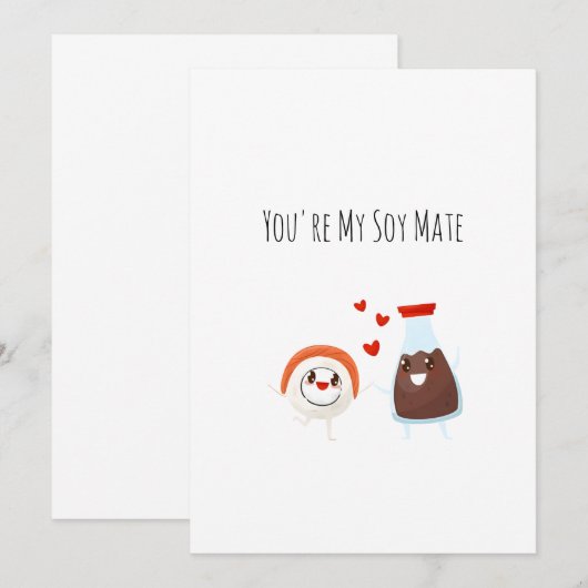 Je bent mijn zielsverwant - Sushi Funny Food Pun-k Bedankkaart (Voorkant / Achterkant)