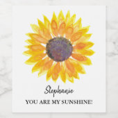 Je bent mijn zonnebloem op maat wijn etiket (Enkel label)