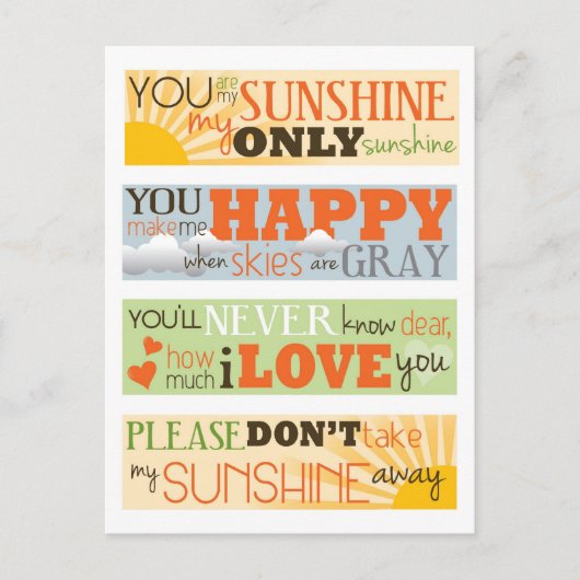 Je bent mijn zonneschijn briefkaart (Voorkant)