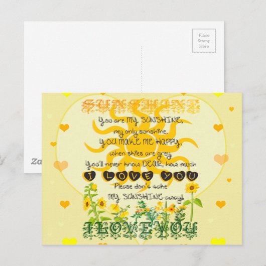 Je bent mijn zonneschijn briefkaart (Voorkant / Achterkant)