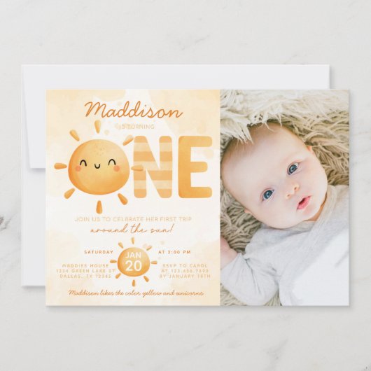 Je bent mijn zonneschijn die een 1e verjaardag maa kaart (Voorkant)