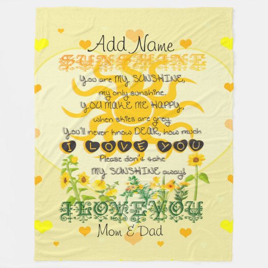 Je bent mijn zonneschijn fleece deken (Voorkant)