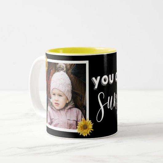 "Je bent mijn zonneschijn" Foto van heldere zonneb Tweekleurige Koffiemok (Voorkant links)