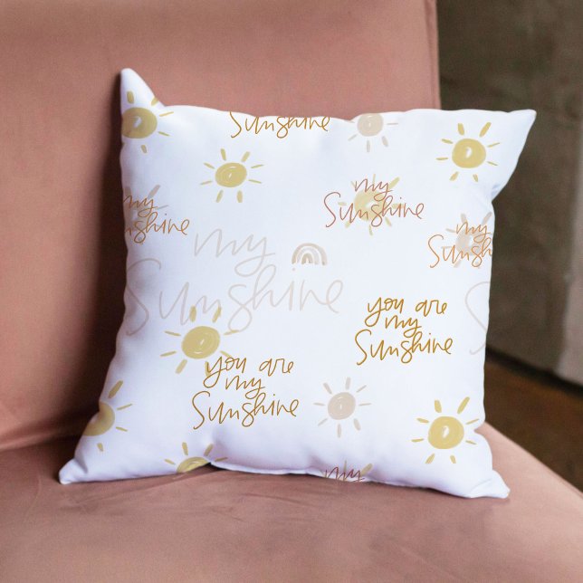 Je bent mijn zonneschijn in geel omkeerbaar kussen (You Are My Sunshine in Yellow Reversible Throw Pillow)