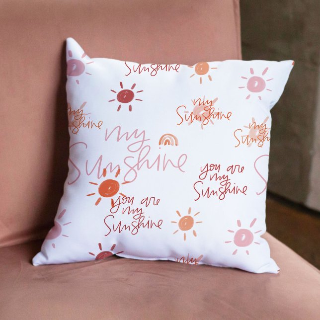 Je bent mijn zonneschijn in rood omkeerbaar kussen (You Are My Sunshine in Red Reversible Throw Pillow)