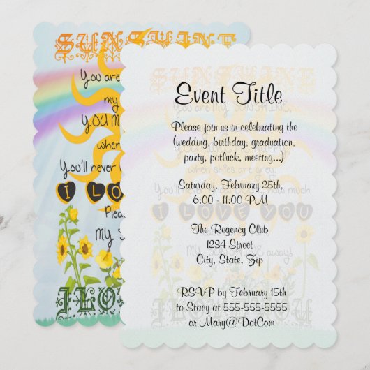 Je bent mijn zonneschijn kaart (Voorkant / Achterkant)