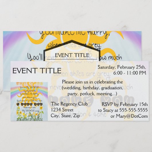 Je bent mijn zonneschijn kaart (Voorkant / Achterkant)