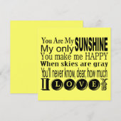 Je bent mijn zonneschijn-kleding en gifts kaart (Voorkant / Achterkant)