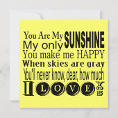 Je bent mijn zonneschijn-kleding en gifts kaart (Voorkant)