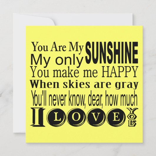 Je bent mijn zonneschijn-kleding en gifts kaart (Voorkant)