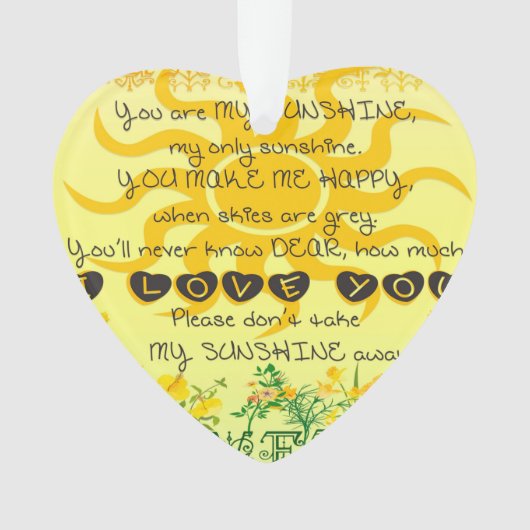Je bent mijn zonneschijn met bloemen in Geel Ornament (voorkant)
