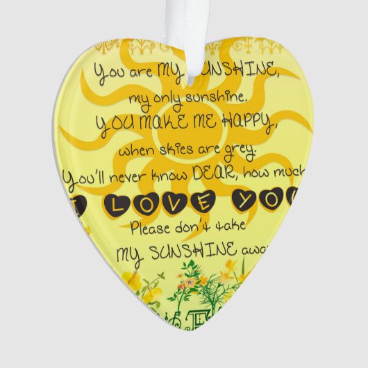 Je bent mijn zonneschijn met bloemen in Geel Ornament (voorkant)