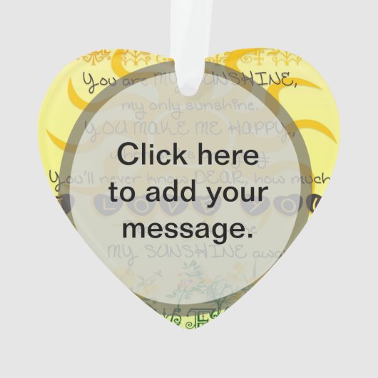 Je bent mijn zonneschijn met bloemen in Geel Ornament (achterkant)