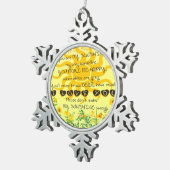 Je bent mijn zonneschijn met bloemen in Geel Tin Sneeuwvlok Ornament (Rechts)