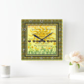 Je bent mijn zonneschijn met bloemen in Geel Vierkante Klok (Huis)