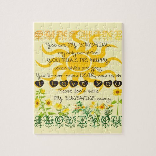 Je bent mijn zonneschijn met hart legpuzzel (Verticaal)