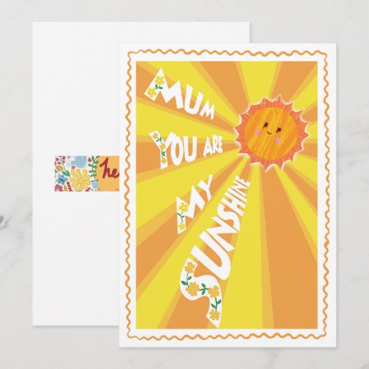 Je bent mijn zonneschijn moeder Bright Happy Moede Feestdagenkaart (Voorkant / Achterkant)