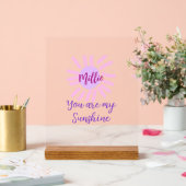 Je bent mijn zonneschijn paarse roze pastel zonnes acryl bord (Huwelijk)