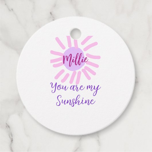 Je bent mijn zonneschijn paarse roze pastel zonnes bedankjes labels (Voorkant)