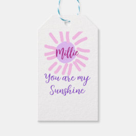 Je bent mijn zonneschijn paarse roze pastel zonnes cadeaulabel