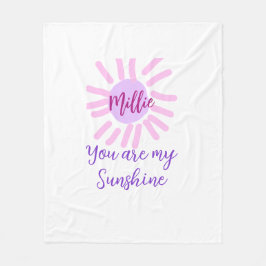 Je bent mijn zonneschijn paarse roze pastel zonnes fleece deken