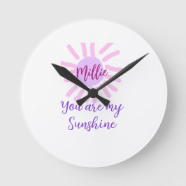Je bent mijn zonneschijn paarse roze pastel zonnes ronde klok