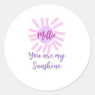 Je bent mijn zonneschijn paarse roze pastel zonnes ronde sticker