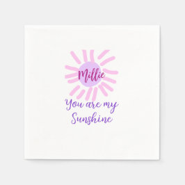 Je bent mijn zonneschijn paarse roze pastel zonnes servet