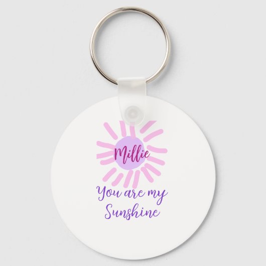 Je bent mijn zonneschijn paarse roze pastel zonnes sleutelhanger (Voorkant)