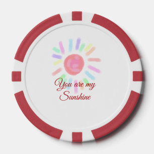 Je bent mijn zonneschijn rode kleurrijke waterverf poker chips