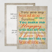 Je bent mijn zonneschijn Sinaasappel/Blauwgroen/Cr Kaart (Voorkant / Achterkant)