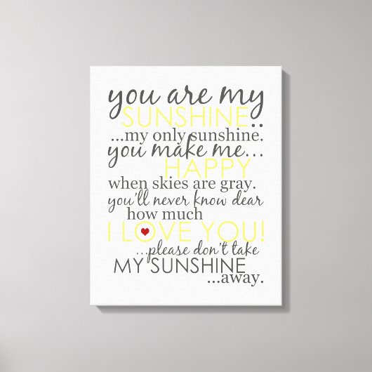 Je bent mijn zonneschijn - wit - omwikkeld canvas (Voorkant)