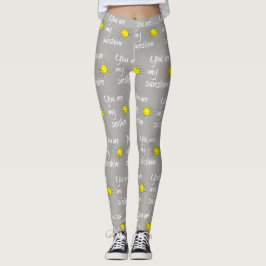 je bent mijn zonneschijn (witte tekst op grijs) leggings