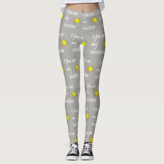 je bent mijn zonneschijn (witte tekst op grijs) leggings (Voorkant)