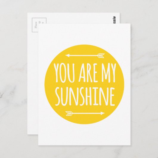 Je bent mijn zonneschijn, woordkunst, tekstontwerp briefkaart (Voorkant / Achterkant)