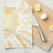 Je bent mijn zonneschijnse Oranje gele pokadots Theedoek (Quarter Fold)