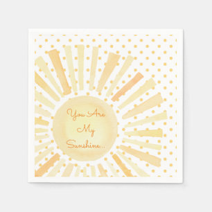 Je bent mijn zonneschijnse Oranje gele Waterverf Servet