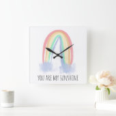 Je bent mijn zonneschijnse waterverf geschilderd r vierkante klok (Huis)