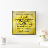 Je bent mijn zonnige gele Rose Square klok (Huis)