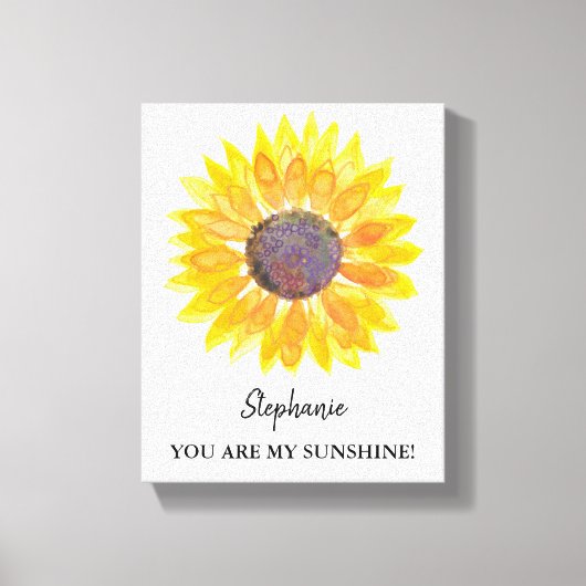 Je bent mijn zonnige, gepersonaliseerde zonnebloem canvas afdruk (Voorkant)