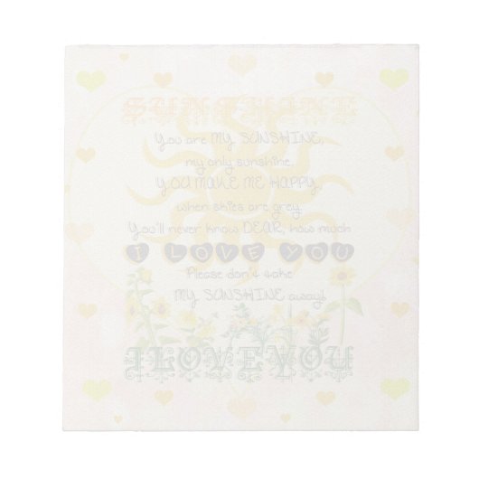 Je bent mijn zonnige hart notitieblok (Voorkant)